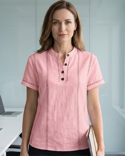 Casual Button V-Neck Blouse