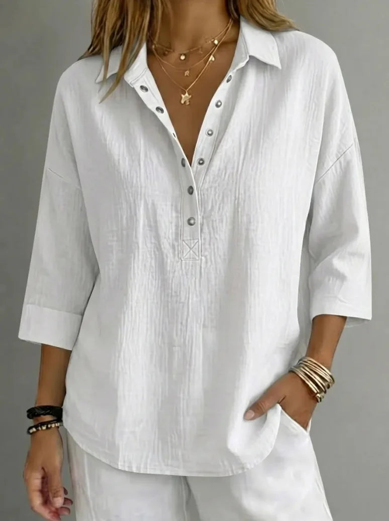 Women's Casual Henley 3/4-Sleeve Shirt