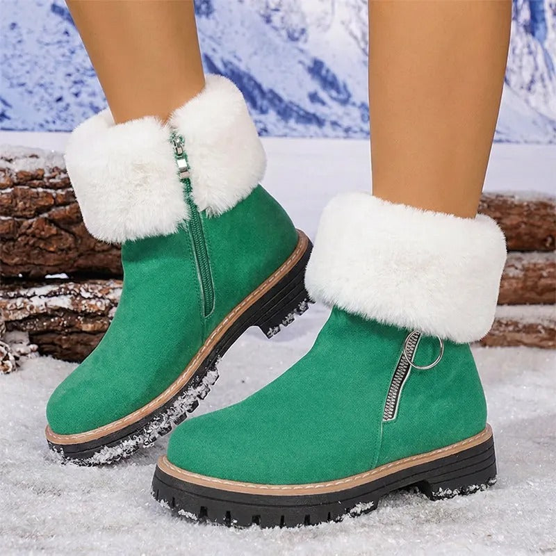 Women's Faux Fur Cuff Ankle Boots