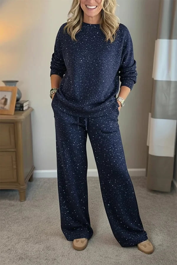 Women’s Shimmer Jersey Wide-Leg Lounge Set
