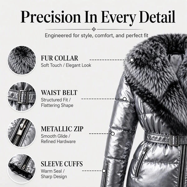 Women's Belted Jacket with Faux Fur Collar