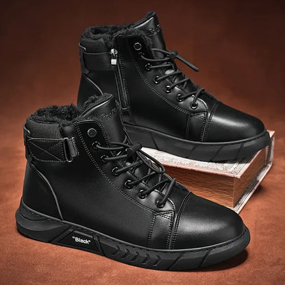Men's Lace-Up Buckle Strap Boots