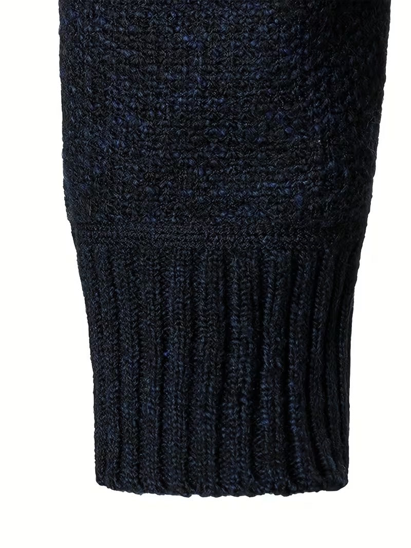 Men's Textured Quarter-Zip Stand Collar Sweater
