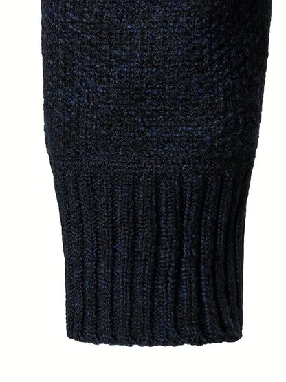 Men's Textured Quarter-Zip Stand Collar Sweater