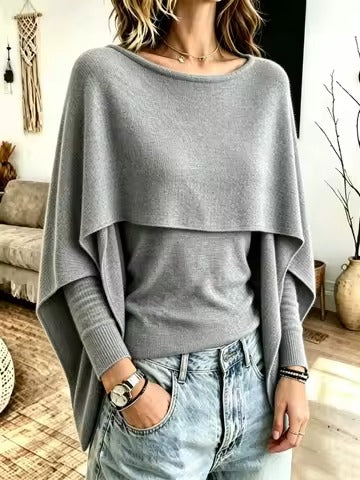 Women's Draped Overlay Knit Top