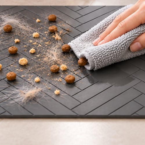 Pet Feeding Mat with Paw Print Design