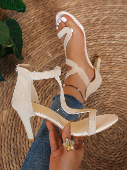 Women's Clear Strap Ankle Strap Stiletto Sandals