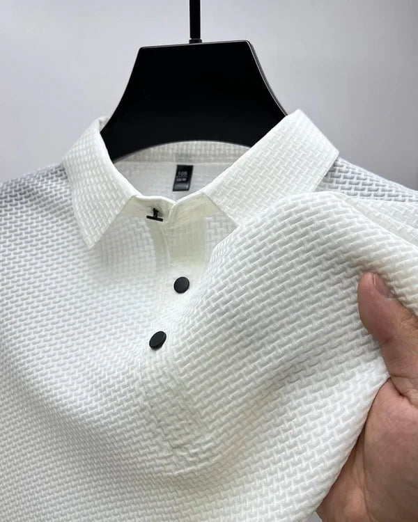 Men’s Textured Mesh Detail Polo Shirt