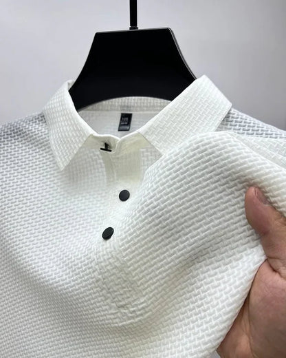 Men’s Textured Mesh Detail Polo Shirt