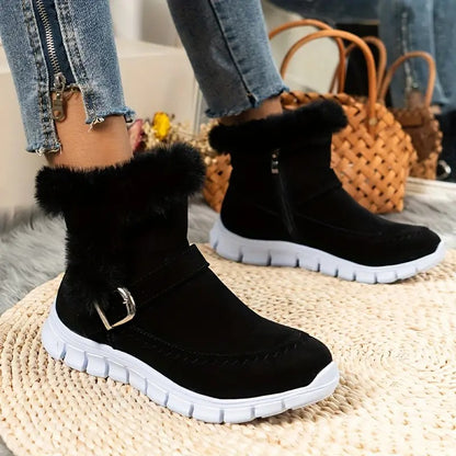 Women's Ankle Boots with Buckle and Zipper