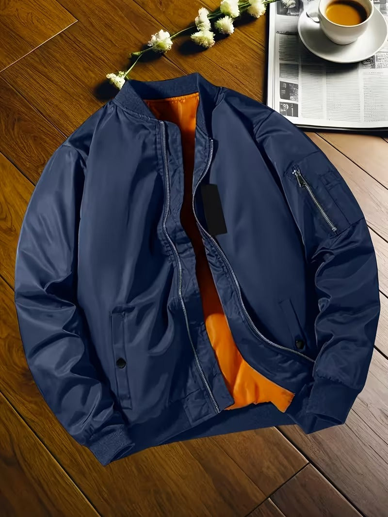 Men's Casual Zip-Front Bomber Jacket