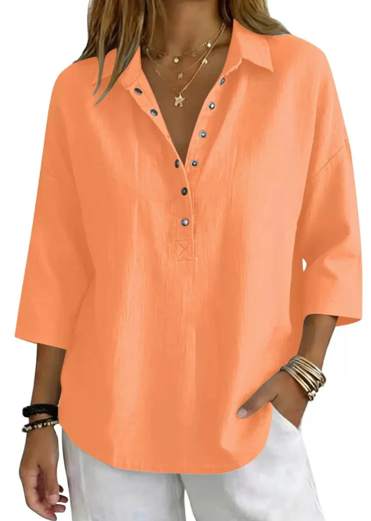 Women's Casual Henley 3/4-Sleeve Shirt