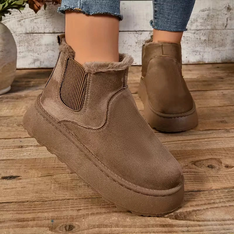 Women's Fuzzy-Collar Ankle Boots