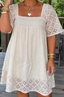 Women's Square Neck Smocked Dress