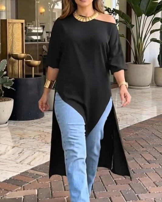 Women's Asymmetrical One-Shoulder Tunic Top