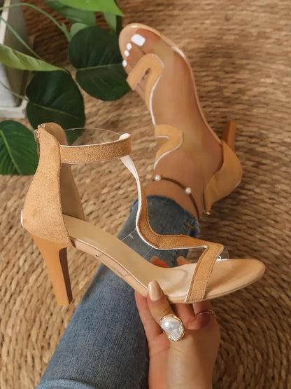 Women's Clear Strap Ankle Strap Stiletto Sandals