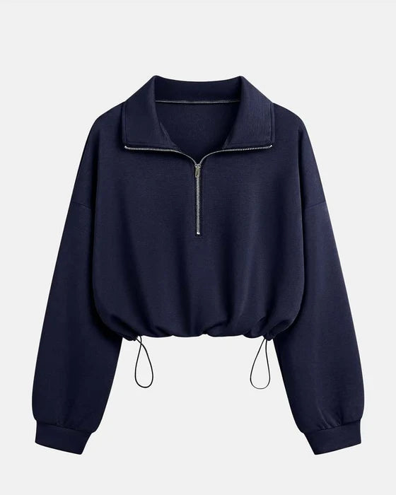 Quarter-Zip Drawstring Hem Sweatshirt