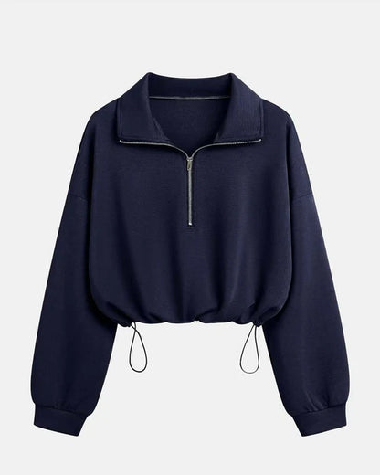 Quarter-Zip Drawstring Hem Sweatshirt