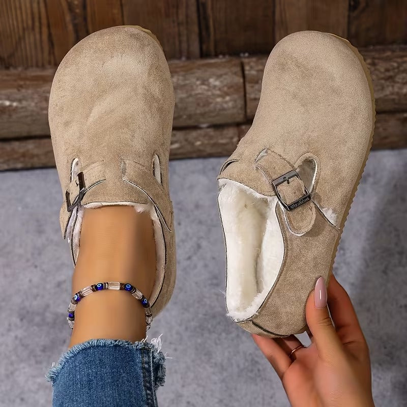 Women's Buckle Detail Lined Loafers
