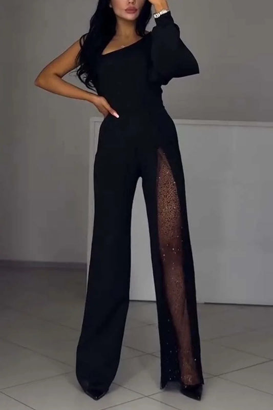 Women’s Off-Shoulder High-Slit Cotton-Blend Jumpsuit