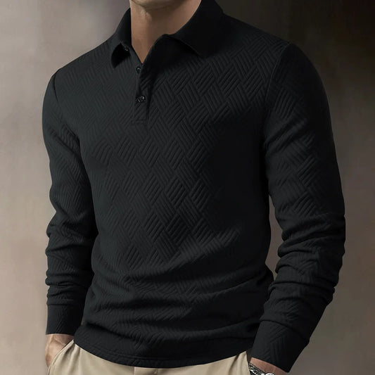 Men's Geometric Textured Polo Shirt