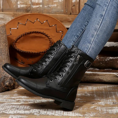 Women's Lace-Up Side-Zip Boots