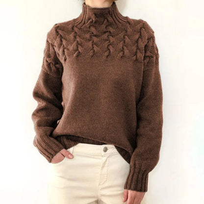 Women's Cable Pattern Roll Neck Sweater