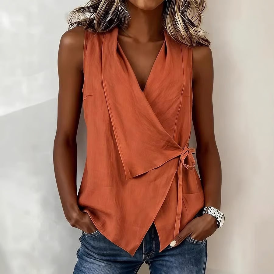 Women's Wrap Tie Sleeveless Blouse