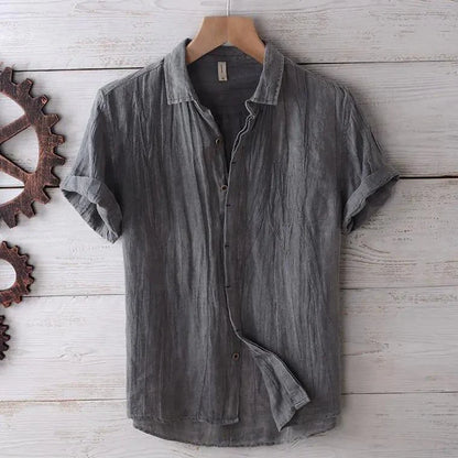 Men's Textured Short-Sleeve Button-Up Shirt