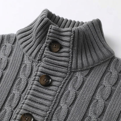 Men’s Stand Collar Button Knit Cardigan