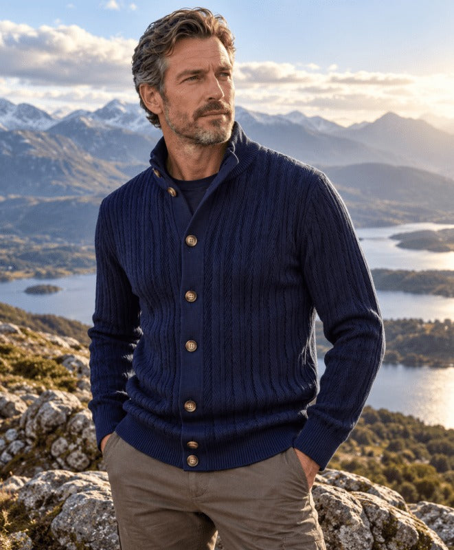 Men's Button Front Knit Sweater