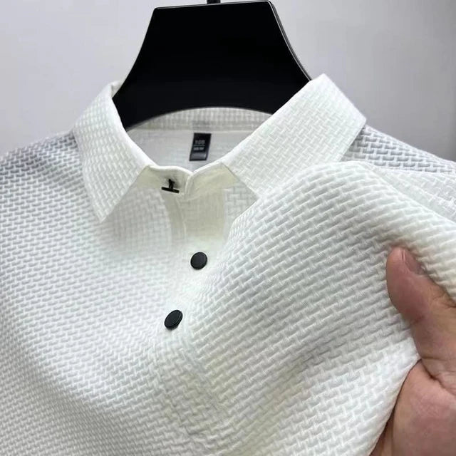 Men's Textured Knit Polo Shirt