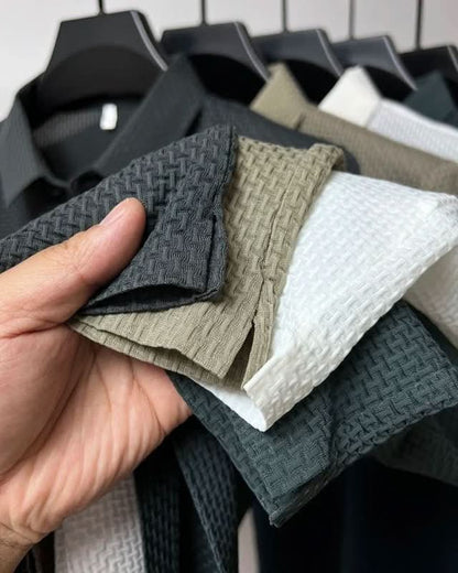 Men's Textured Knit Polo Shirt