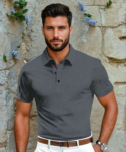 Men's Textured Knit Polo Shirt