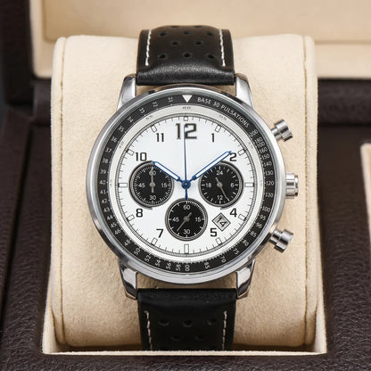 Men's Chronograph Style Leather-Look Watch