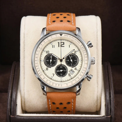 Men's Chronograph Style Leather-Look Watch