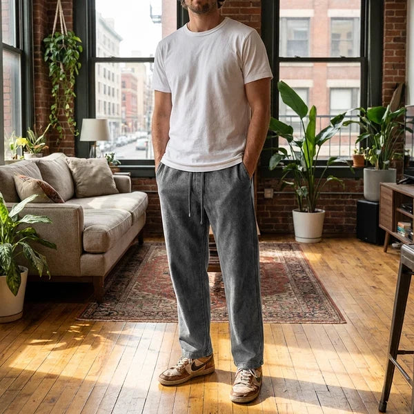 Men’s Washed Straight-Leg Jogger Pants