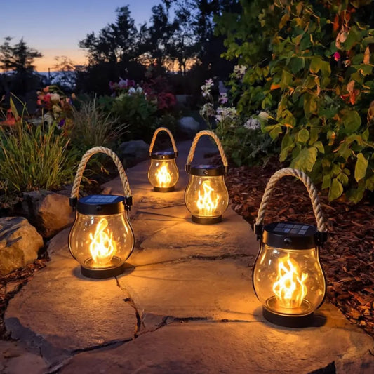 Solar Flame Effect Outdoor Lantern