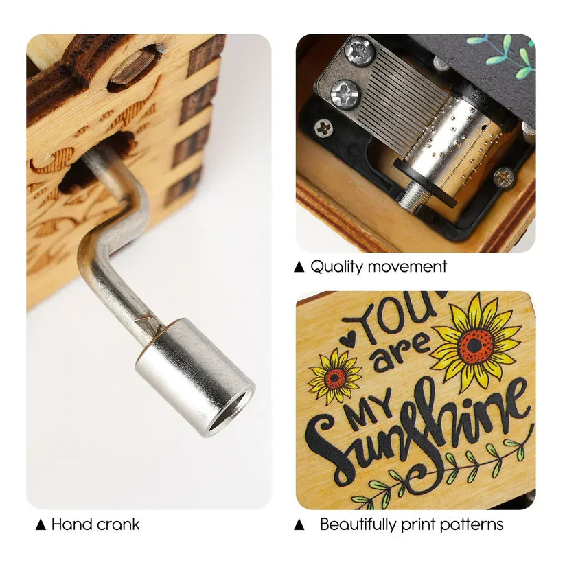 Music Box with Hand Crank Melody
