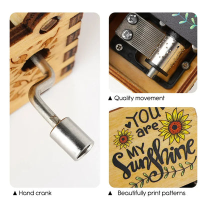 Music Box with Hand Crank Melody