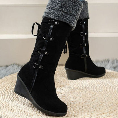 Women's Wedge Boots with Buckle Details