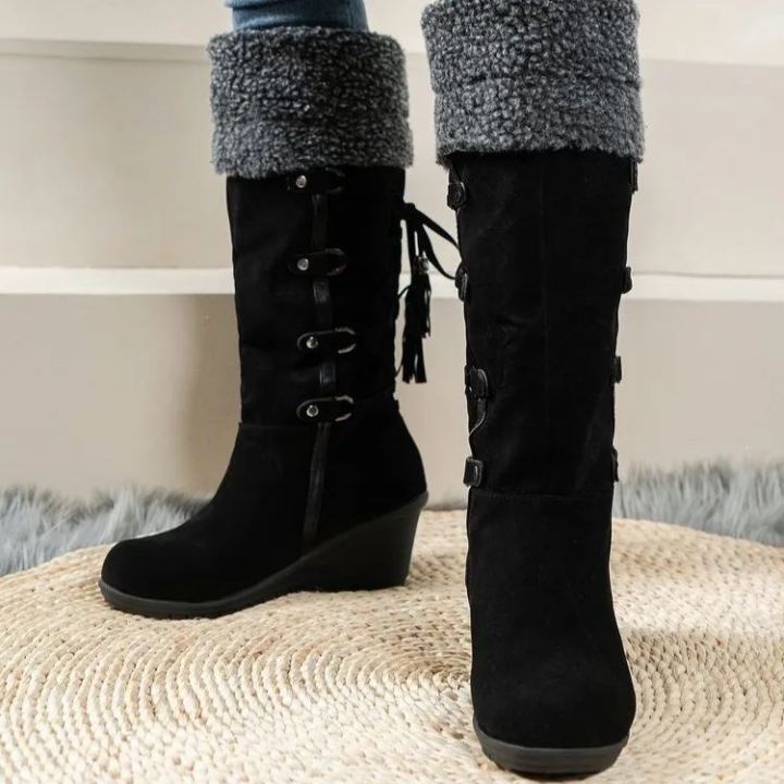 Women's Wedge Boots with Buckle Details