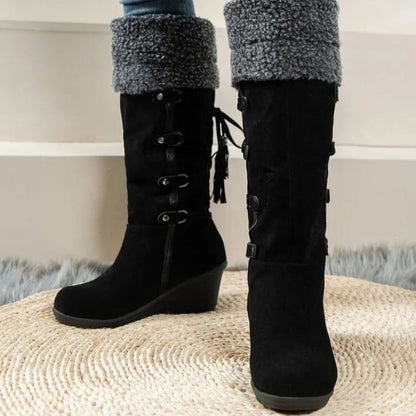Women's Wedge Boots with Buckle Details