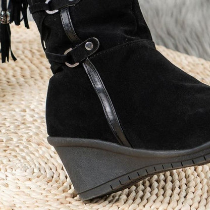 Women's Wedge Boots with Buckle Details