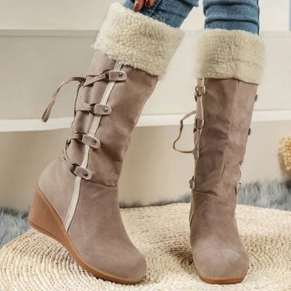 Women's Wedge Boots with Buckle Details