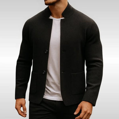 Men's Button-Front Stand Collar Blazer
