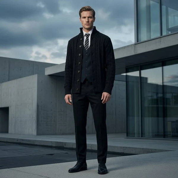Men’s Stand Collar Button Knit Cardigan