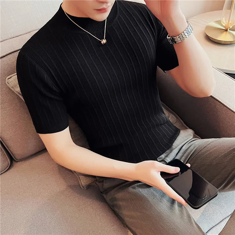 Men’s Ribbed Mock Neck Knit Tee