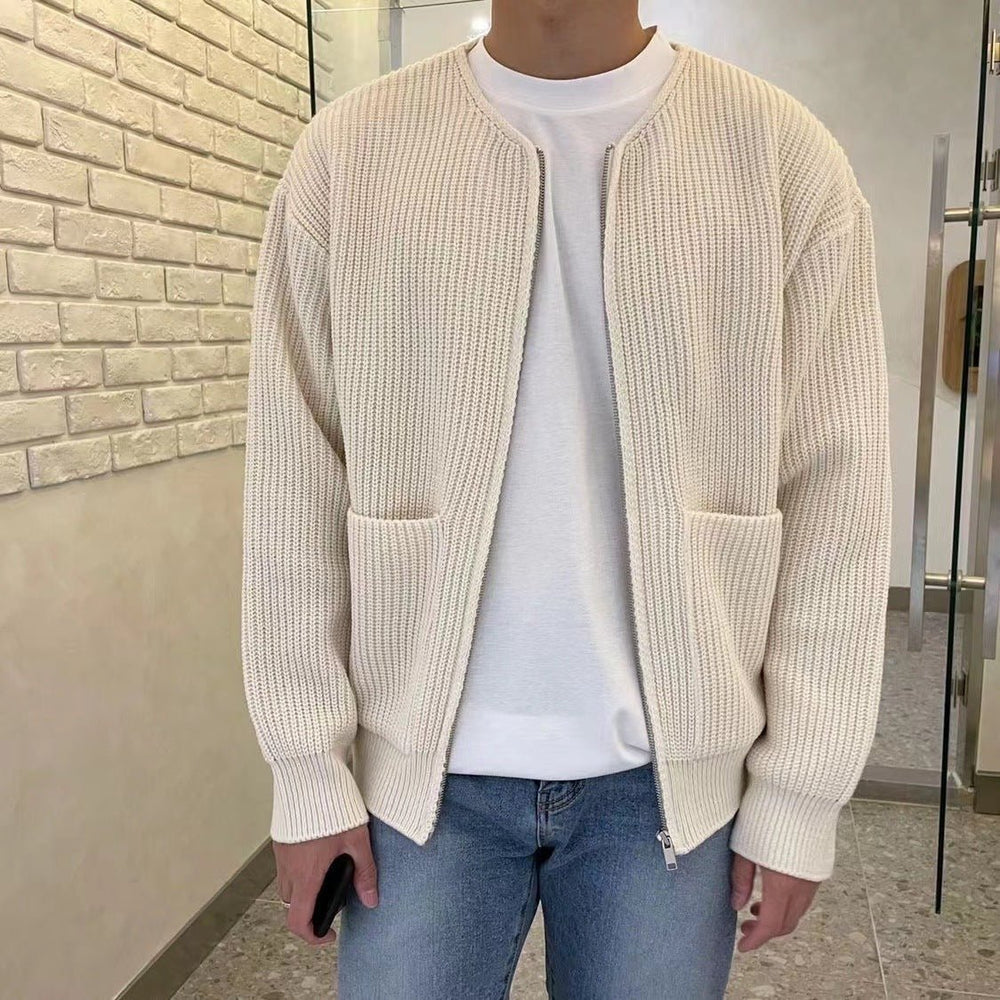 Men's Ribbed Knit Zip Cardigan