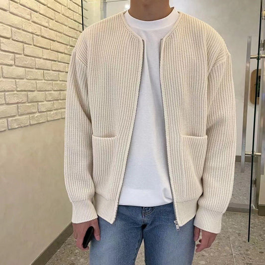 Men's Ribbed Knit Zip Cardigan